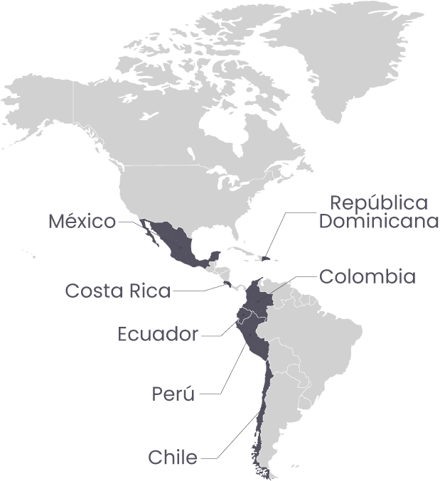 Mapa de presencia de FWP en Latinoamérica